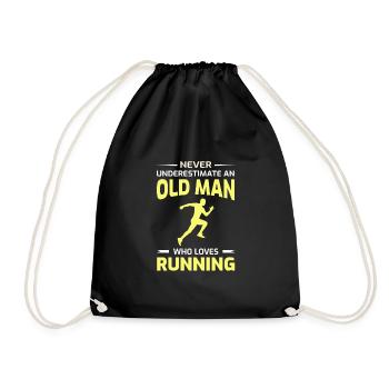 Running Runner Dad Grandpa Fathers Day Gift - Drawstring Bag - black - Front