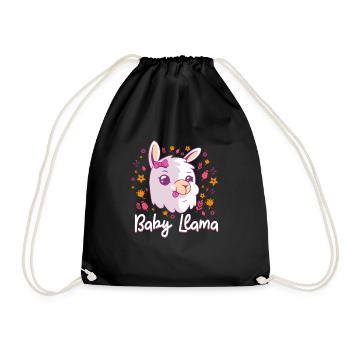 Baby Lama T-Shirt Geschenk Kinder - Turnbeutel - Schwarz - Vorne