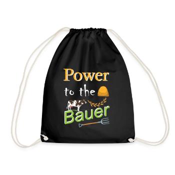 Bauer Spruch mit einer Kuh auf einem Bauernhof - Turnbeutel - Schwarz - Vorne
