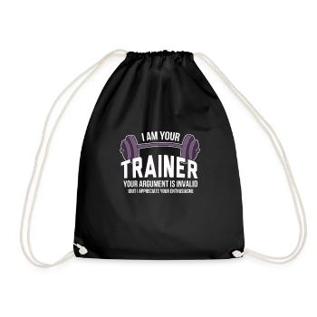 Your coach: No excuses, only results - Drawstring Bag - black - Front
