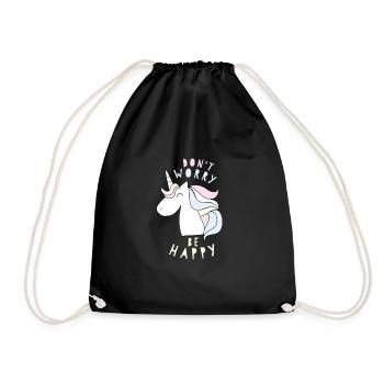 Bonne idée cadeau licorne - Sac de sport léger - noir - Devant