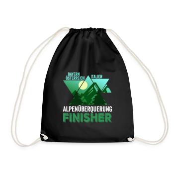 Alpenüberquerung Tshirt Finisher I Alpenbezwinger - Turnbeutel - Schwarz - Vorne