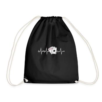 Jeux de cartes Casino Poker Player Gamer Heartbeat - Sac de sport léger - noir - Devant
