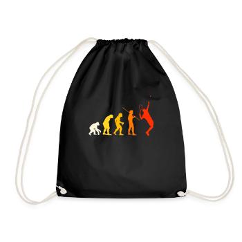 Tennis Evolution Tennisspieler Geschenk - Turnbeutel - Schwarz - Vorne