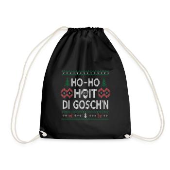 Weihnachtlicher Humor: Ho-Ho-Halt die Goschn - Turnbeutel - Schwarz - Vorne