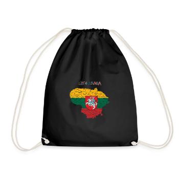Lithuania Flag - Art Design - Drawstring Bag - black - Front