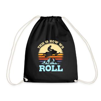Snowmobile Driving T-Shirt Gift - Drawstring Bag - black - Front