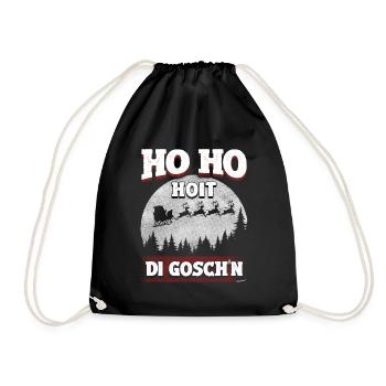 Ho Ho Hoit di Goschn – Funny Christmas design - Drawstring Bag - black - Front