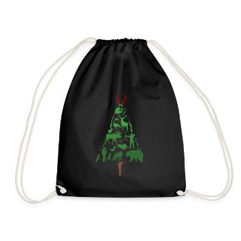 Christmas tree hunter hunting Christmas gift - Drawstring Bag - black - Front