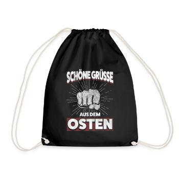 Starke Grüße aus dem Osten – Ostdeutsch und Stolz - Turnbeutel - Schwarz - Vorne