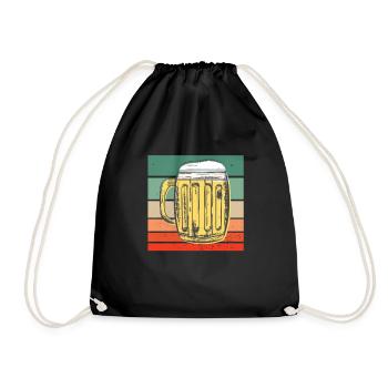Vintage retro beer glass - Drawstring Bag - black - Front