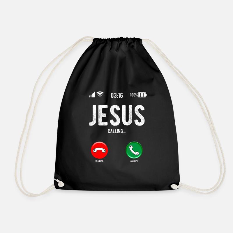 Christliche Botschaft Jesus Ruft An Humorvoll - Turnbeutel - Schwarz