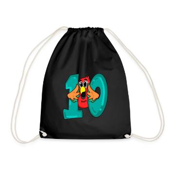 10 anniversaire - oiseau perroquet avec le numéro 10 - Sac de sport léger - noir - Devant