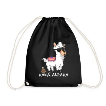 Kaka Alpaka - alpaga drôle avec un tas de merde - Sac de sport léger - noir - Devant