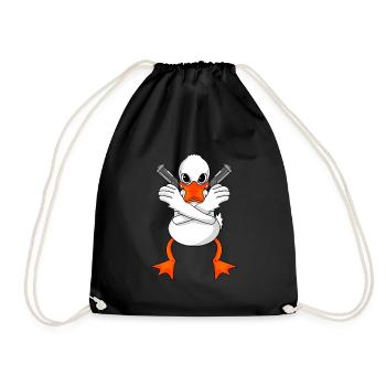 Ente mit Pistole - Turnbeutel - Schwarz - Vorne