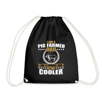Schwein Bauer Geschenk Papa - Turnbeutel - Schwarz - Vorne