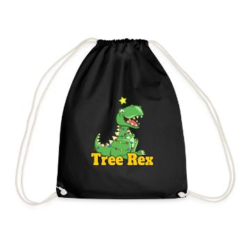 Cute Christmas dinosaur pajamas with little sweet - Drawstring Bag - black - Front
