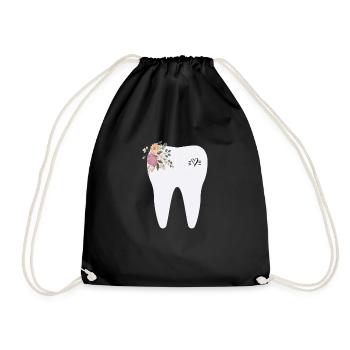 tooth - Drawstring Bag - black - Front