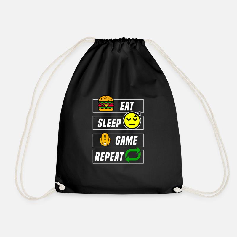 Eat Sleep Game Repeat - Schönes Games Logo - Turnbeutel - Schwarz