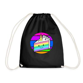 Gâteau licorne gâteau licorne arc en ciel - Sac de sport léger - noir - Devant
