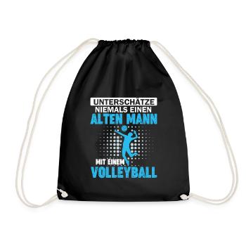 alter Mann mit einem Volleyball - Turnbeutel - Schwarz - Vorne
