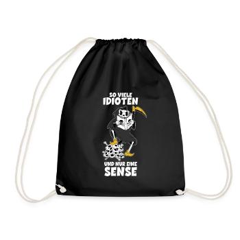 Totenkopf Sensenmann Lustige Geschenkidee Sprüche - Turnbeutel - Schwarz - Vorne