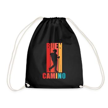 Buen Camino Woman Of Way of St. James Pilgrim Spain - Drawstring Bag - black - Front