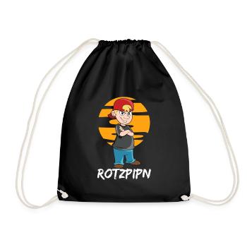 Rotzpipn | Rotzbua | Geschenk für Coole Jungs - Turnbeutel - Schwarz - Vorne