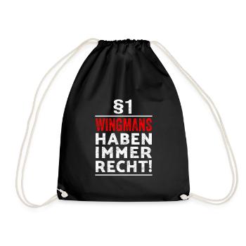 §1 Wingmen haben immer Recht Geschenk Trauzeugen - Turnbeutel - Schwarz - Vorne