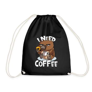 Tired platypus says I need coffee now - Drawstring Bag - black - Front