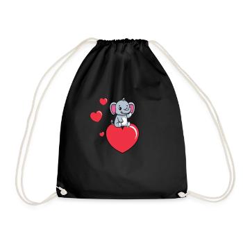 Eléphant bébé Sur coeur - Sac de sport léger - noir - Devant