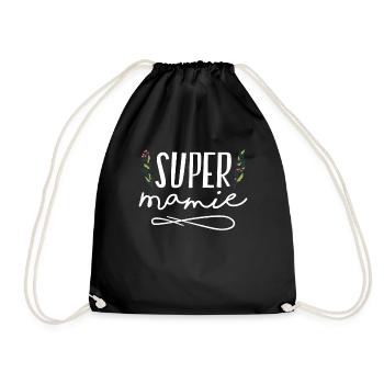 Cadeau fête des grands mères Super Mamie fleurs - Sac de sport léger - noir - Devant