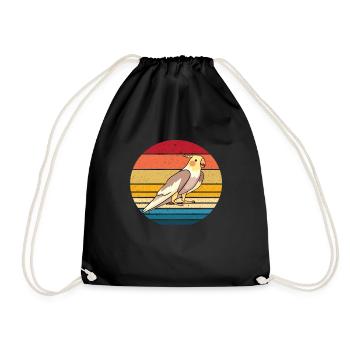 cockatiel - Drawstring Bag - black - Front