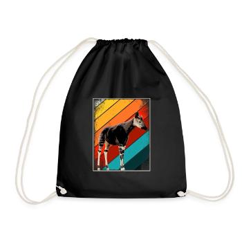 Okapi Retro Gift - Drawstring Bag - black - Front