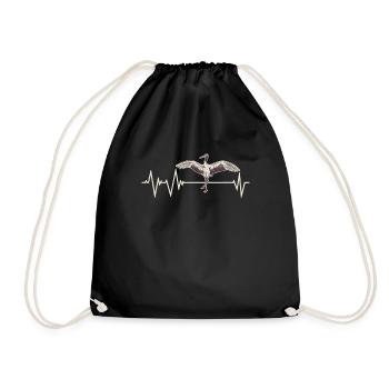 Crane Bird Heartbeat - Drawstring Bag - black - Front