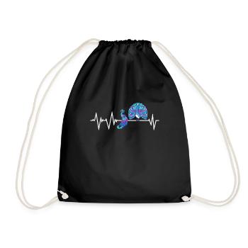 Peacock Heartbeat Peacock - Drawstring Bag - black - Front