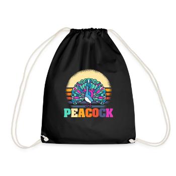 peacock - Drawstring Bag - black - Front