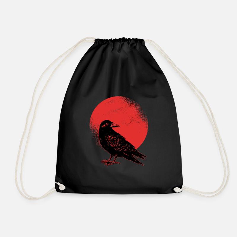 raven - Drawstring Bag - black
