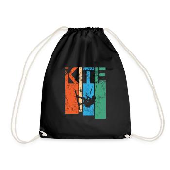 Kite, Kiteboarder Surfer - Drawstring Bag - black - Front