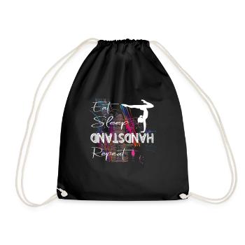 Eat Sleep Handstand Repeat Gymnastics Floor Gymnastics - Drawstring Bag - black - Front