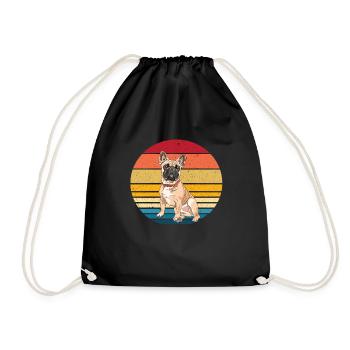 French Bulldog - Drawstring Bag - black - Front