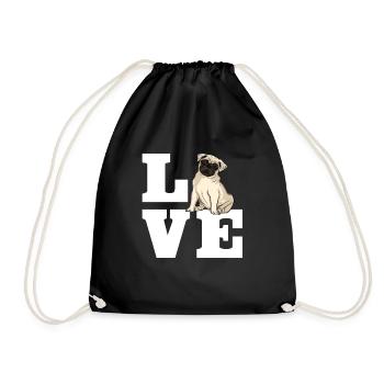 Mops Hund Liebe - Turnbeutel - Schwarz - Vorne