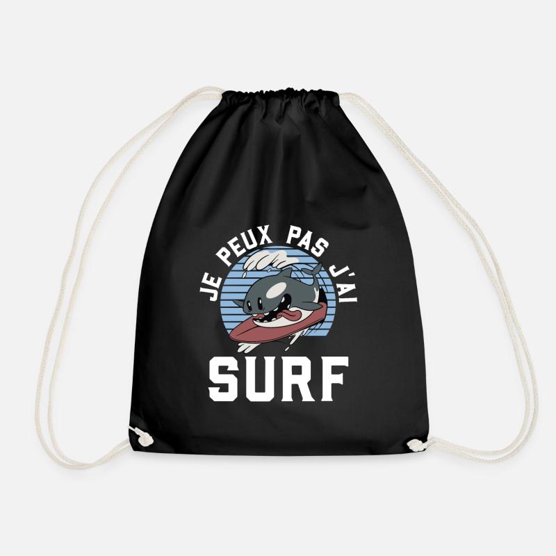 I Can Not I Surf - Drawstring Bag - black