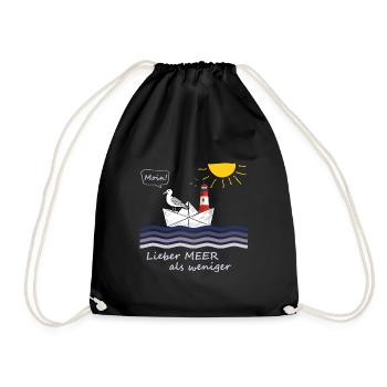 Lieber Meer als weniger Moin Nordsee Nordmenschen - Turnbeutel - Schwarz - Vorne
