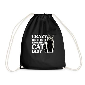 British Shorthair Cat Lady - Drawstring Bag - black - Front