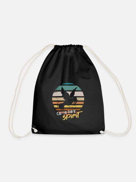 Gospel Shirts | come holy spirit - Drawstring Bag - black
