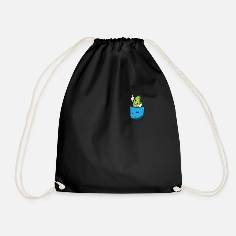 Gurke in Brusttasche Geschenk - Turnbeutel - Schwarz