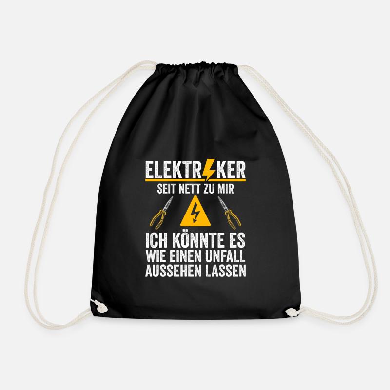 Elektriker Warnung Sei Nett Zu Mir Witziges Design - Turnbeutel - Schwarz