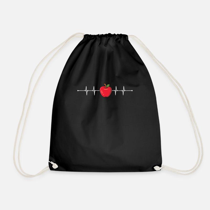 Apfel Herzschlag Geschenk - Turnbeutel - Schwarz
