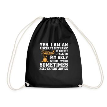 Aircraft Mechanic Expert Gift - Drawstring Bag - black - Front